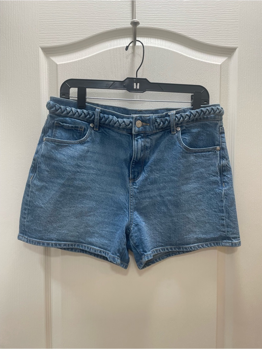 LOFT Blue Braided-Waist Denim Shorts